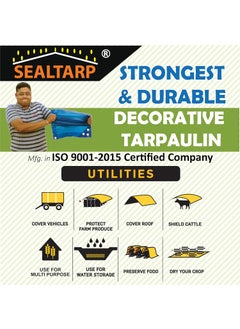 SEALTARP SEALTARP Blue Color Tarpaulin 120 GSM 15 x 24 Feet Extra Strong Tirpal Reinforced Eyelets UV Resistant 100 Waterproof Protection Sheet for Covering Roofing  - Image 5