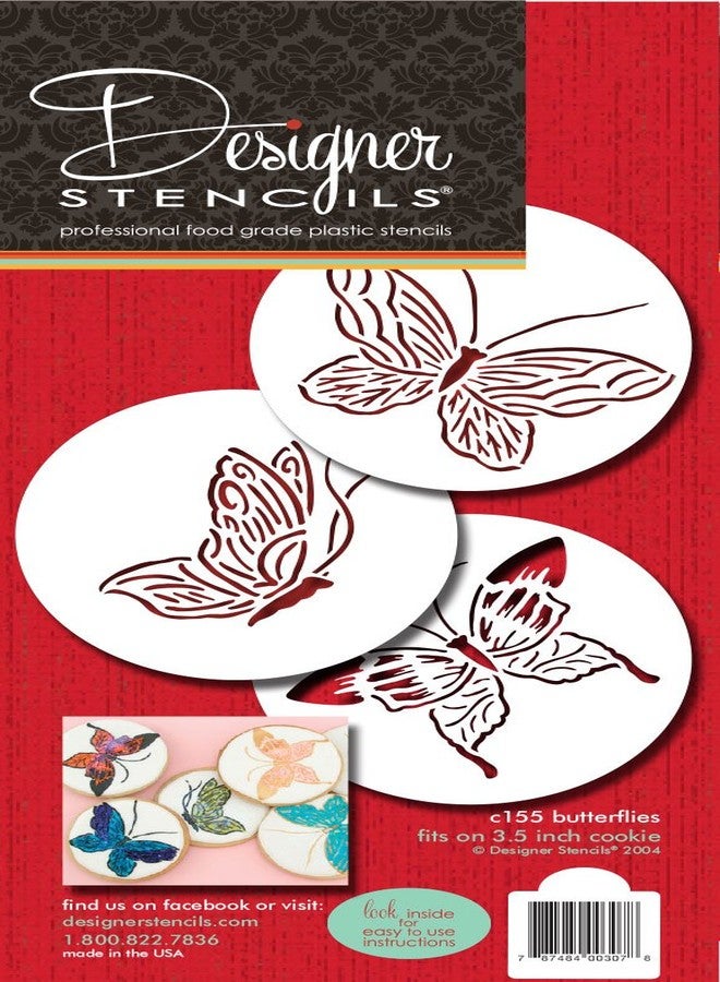 Designer Stencils C155 Butterfly Cake Stencils, Beige/semi-transparent - Image 1