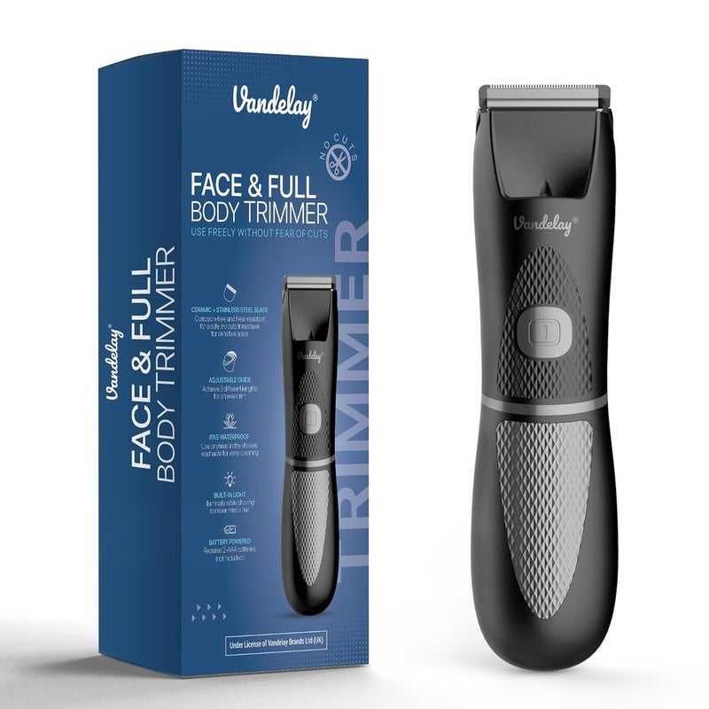 Vandelay Premium Mens Grooming Trimmer Cordless Waterproof LED Spotlight Sensitive Skin Technology Ideal for Beard Body Private Part Head and Pubic Hair Grooming Portable with AAA Battery Power and Secure Travel Lock Easy 3Second Activation - Image 1