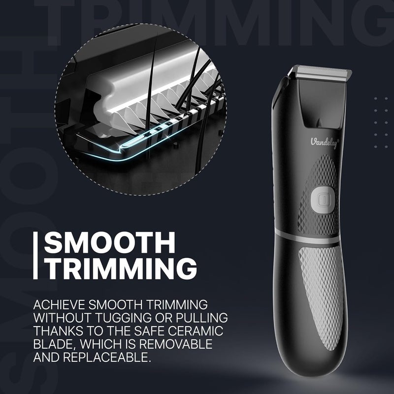 Vandelay Premium Mens Grooming Trimmer Cordless Waterproof LED Spotlight Sensitive Skin Technology Ideal for Beard Body Private Part Head and Pubic Hair Grooming Portable with AAA Battery Power and Secure Travel Lock Easy 3Second Activation - Image 2