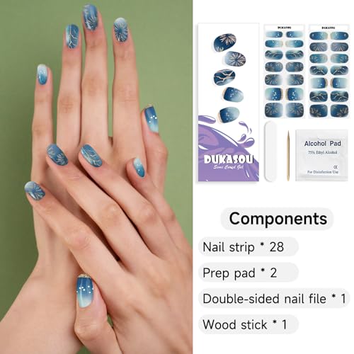 DUKASOU Semi Cured Gel Nail Strips, Stars Shine | 28 pcs Gel Nail Strips Work with Any UV Lamp, Salon Quality UV Nails Stickers, Easy to Apply for Home Nails DIY - Image 5
