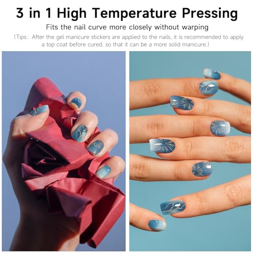 DUKASOU Semi Cured Gel Nail Strips, Stars Shine | 28 pcs Gel Nail Strips Work with Any UV Lamp, Salon Quality UV Nails Stickers, Easy to Apply for Home Nails DIY - Image 4