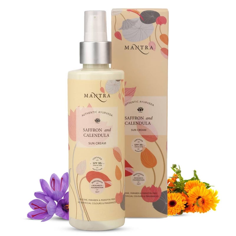 Mantra Herbal Pollution Protect SPF 30 UVA  UVB Sunscreen Gel 50 ml with Saffron and Calendula  Blue Light Protection  Oil free  Moisture boost formula  Water resistant  All Skin types for Men  Women - Image 1