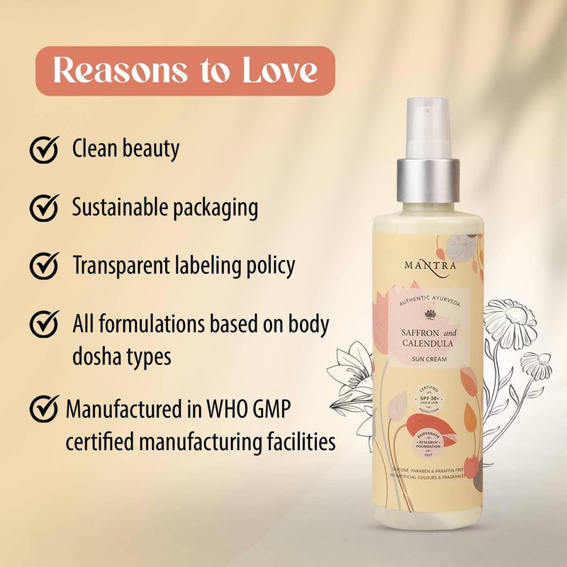 Mantra Herbal Pollution Protect SPF 30 UVA  UVB Sunscreen Gel 50 ml with Saffron and Calendula  Blue Light Protection  Oil free  Moisture boost formula  Water resistant  All Skin types for Men  Women - Image 3