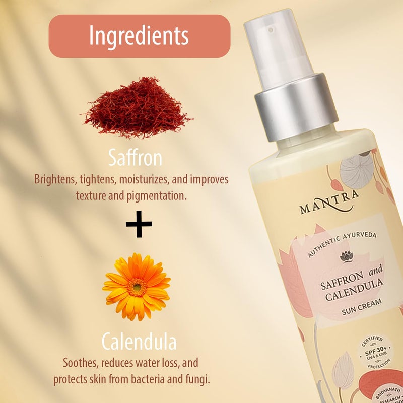 Mantra Herbal Pollution Protect SPF 30 UVA  UVB Sunscreen Gel 50 ml with Saffron and Calendula  Blue Light Protection  Oil free  Moisture boost formula  Water resistant  All Skin types for Men  Women - Image 4