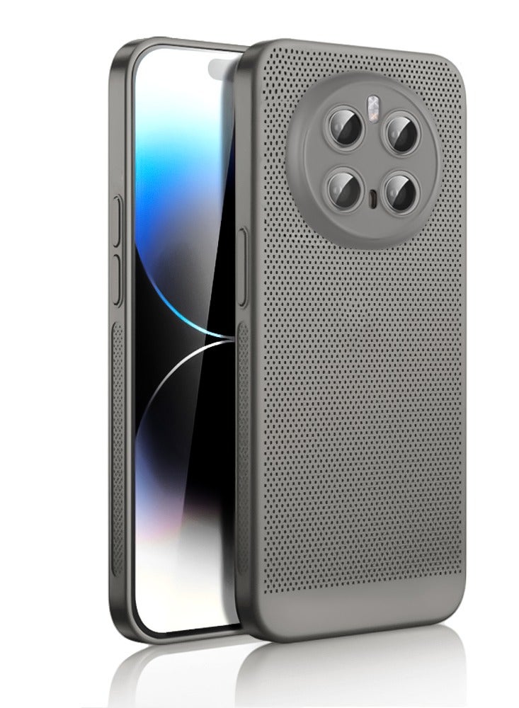 Heat Dissipation Case with Built in Camera Lens Protector Slim Fit Breathable Cooling Anti Fingerprint Hard PC Back Shockproof Cover For Honor Magic 7 Pro (Grey)
