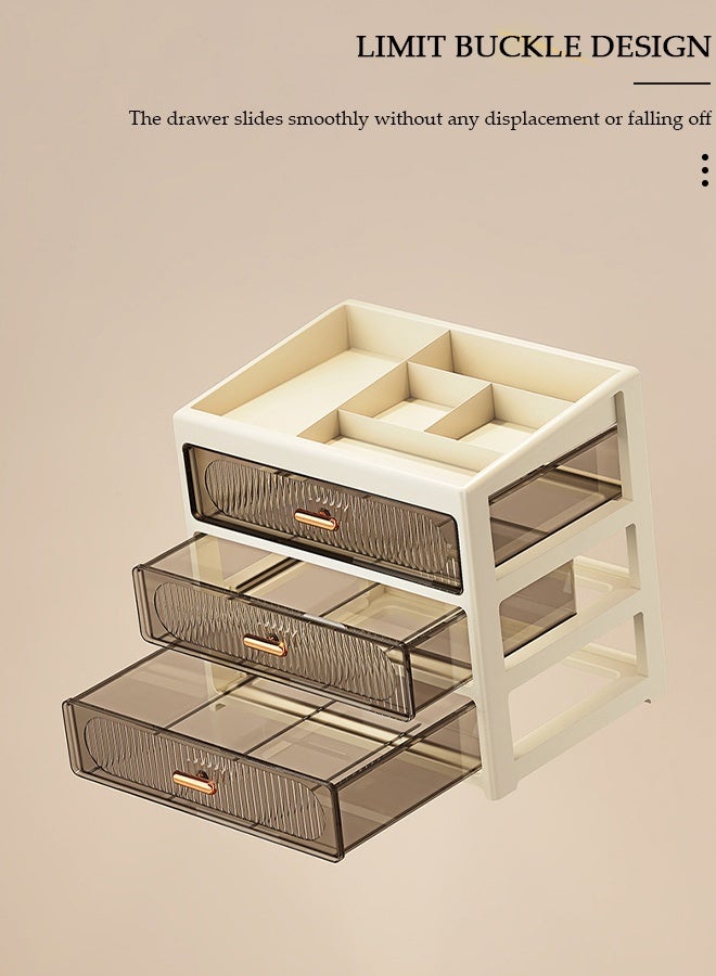DUNISO Desk Storage Organizer, 3-Tier Clear Drawer Organizer, Plastic Desktop Storage Cabinet for Office & Home - Image 3