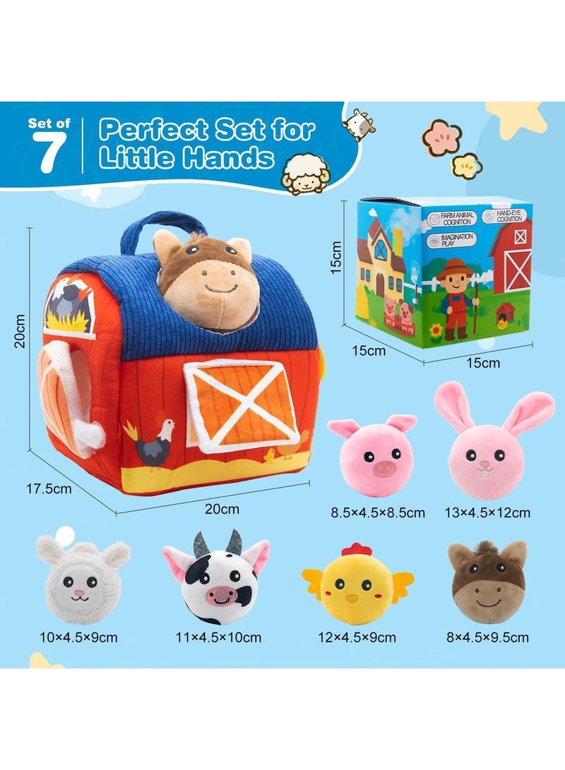 GUDOO ألعاب للأطفال من عمر ٦-١٢ شهرًا، ألعاب مزرعة ناعمة مع حيوانات محشوة، صفّارة، ورق مزموم، صفير، مرآة، لعبة حسية بأسلوب مونتيسوري للأطفال الصغار من عمر ١-٣ سنوات، لعبة حديثي الولادة للهدايا عيد ميلاد للأولاد والبنات. - Image 4