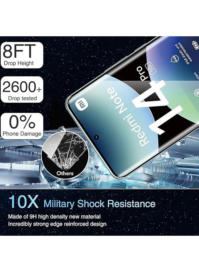 2 Pack Xiaomi Redmi Note 14 Pro 5G Screen Protector, 9H Tempered Glass Screen Protector for Xiaomi Redmi Note 14 Pro 5G, Premium 3D Curved Edge Guard Film, Case Friendly, Anti-Scratch Film (Edge Adhesive)  - Image 2