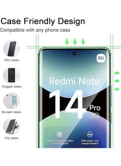 Generic 2 Pack Xiaomi Redmi Note 14 Pro 5G Screen Protector, 9H Tempered Glass Screen Protector for Xiaomi Redmi Note 14 Pro 5G, Premium 3D Curved Edge Guard Film, Case Friendly, Anti-Scratch Film (Edge Adhesive)  - Image 4