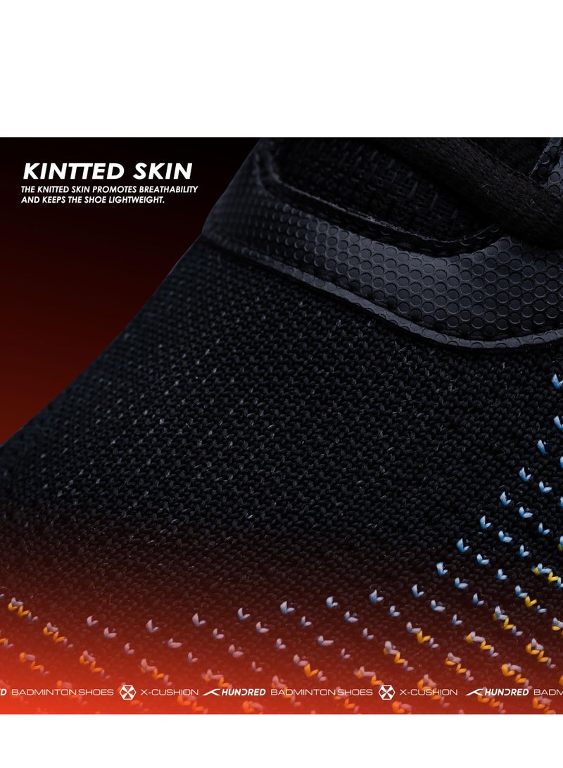 HUNDRED HUNDRED Blade Lite Non-Marking Badminton Shoes for Men & Women | Lightweight Indoor Sports Shoes for Squash, Volleyball, Table Tennis & Gym | Breathable PU Upper – Black/Blue/Yellow - Image 4