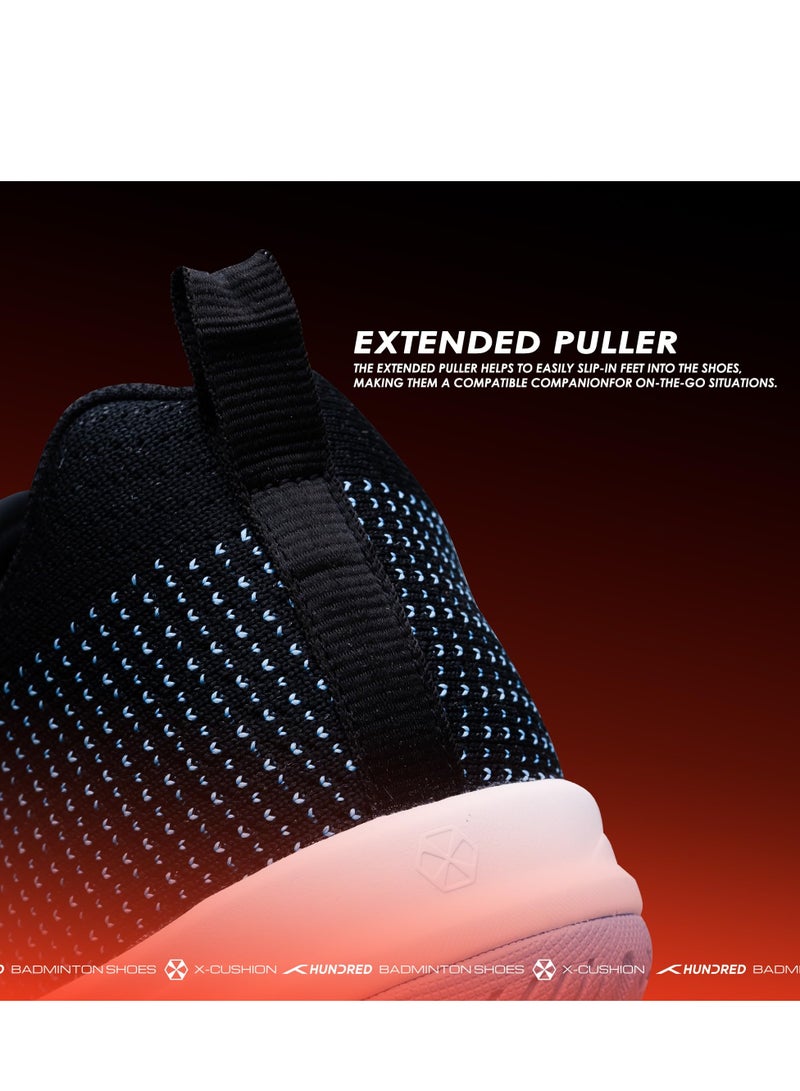 HUNDRED HUNDRED Blade Lite Non-Marking Badminton Shoes for Men & Women | Lightweight Indoor Sports Shoes for Squash, Volleyball, Table Tennis & Gym | Breathable PU Upper – Black/Blue/Yellow - Image 5