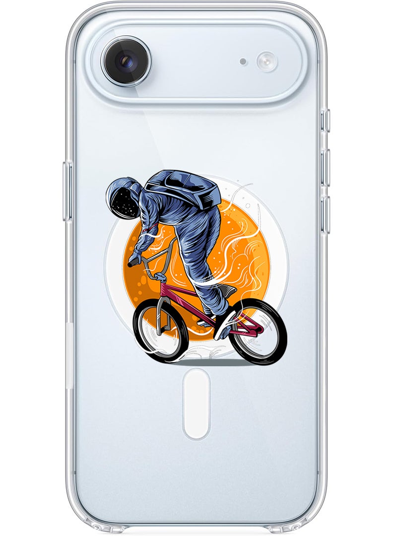 Theodor Magnetic Case for Apple iPhone 17 Air Compatible with MagSafe Wireless Charging, Shockproof Phone Bumper Cover - Astronaut riding Bike - Image 1