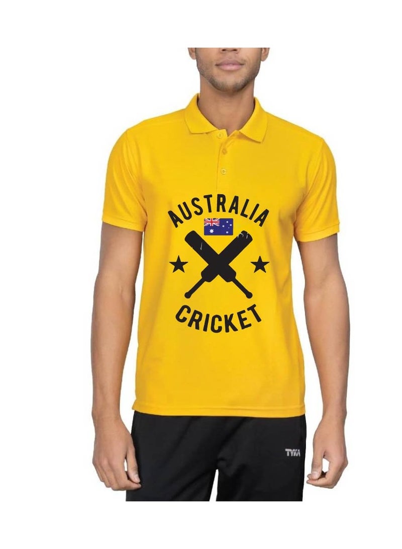 PRINTSHOP4ME Australia Unisex Sports Yellow Jersey T-Shirt Set - T-Shirt,Drawstring Bag,Cap - T-Shirt,Scarf,Cap - Australia Cricket Fan Jersey T-Shirt - Gift Set for Cricket Lovers and Australian Fans  - Image 2