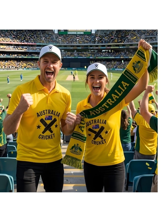Australia Unisex Sports Yellow Jersey T-Shirt Set - T-Shirt,Drawstring Bag,Cap - T-Shirt,Scarf,Cap - Australia Cricket Fan Jersey T-Shirt - Gift Set for Cricket Lovers and Australian Fans - Image 5