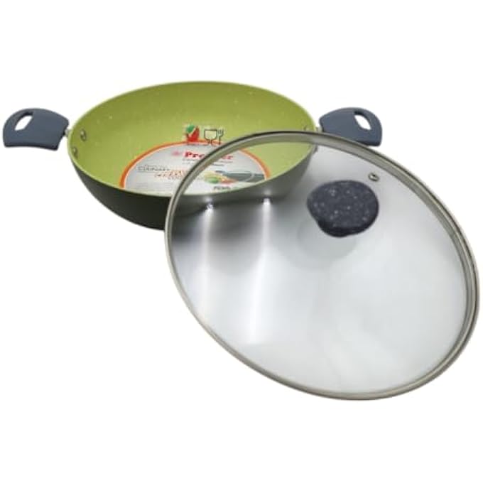 Premier Ceramic Kadai With Induction Base  Glass Lid  NonStick EcoFriendly Cookware  Perfect For Curries StirFries  Deep Frying  Durable With HeatResistant Handles - Image 3