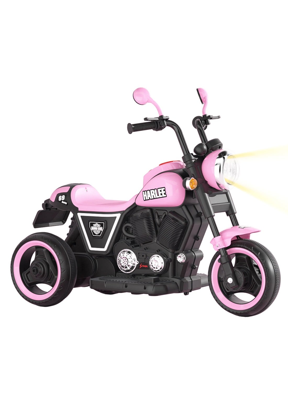 MaBaby Electric Motorcycle for Kids, 6V Battery Powered with Dual Drive, Children's Electric Car with LED Lights and Music, with Headlight for Kids 3+ Years Boys and Girls 