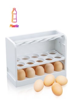Egg Holder for Refrigerator Storage Box Fridge Tray Container Plastic Carton Reusable Organizer Door 30 Count Space Saver