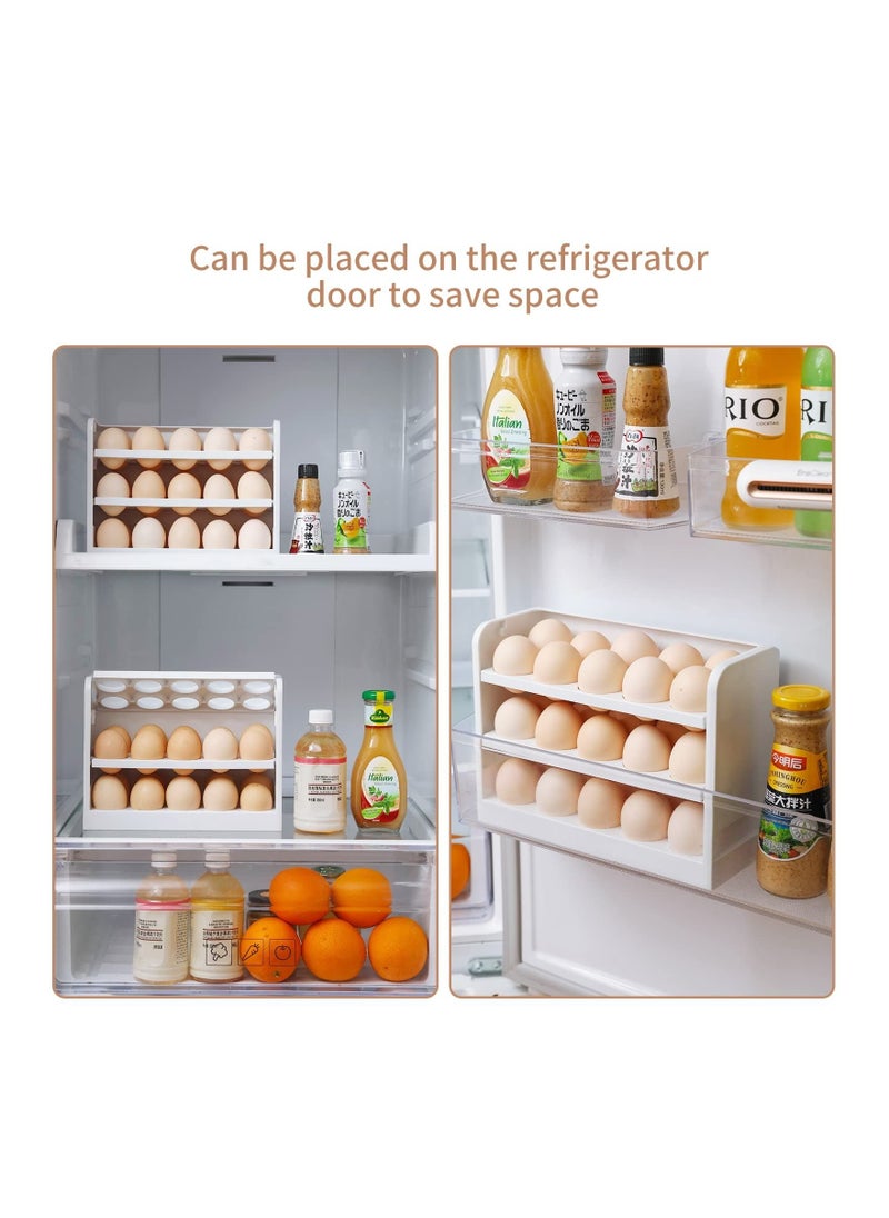 Y&D - Egg Holder for Refrigerator Storage Box Fridge Tray Container Plastic Carton Reusable Organizer Door 30 Count Space Saver - Image 1
