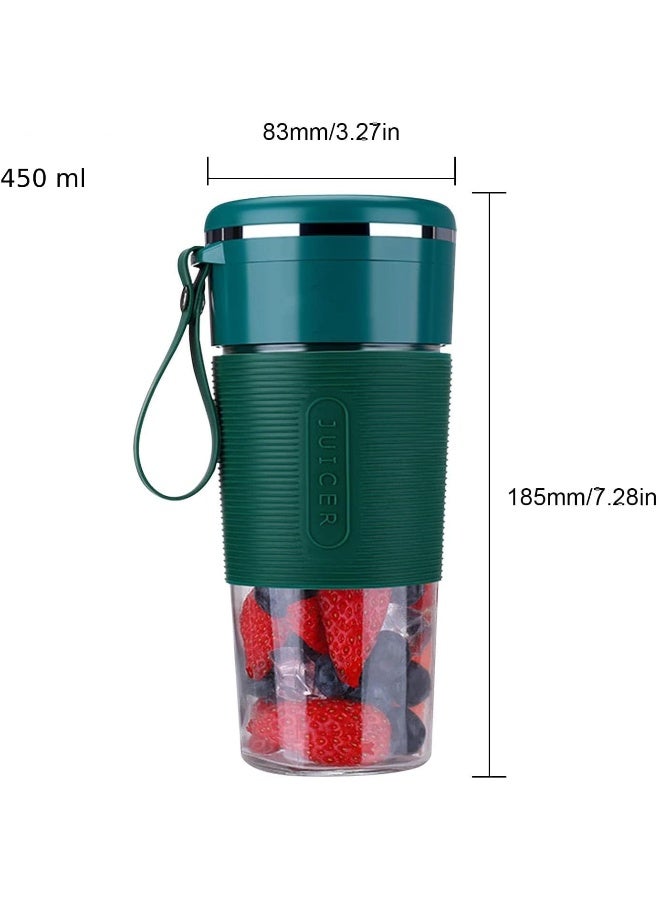 ECVV 450 ML Portable Blender, Juicer Cup, USB Rechargeable Four Blades, Smoothie Maker Fruit Shake Personal Mini Juicer Blender - Image 4