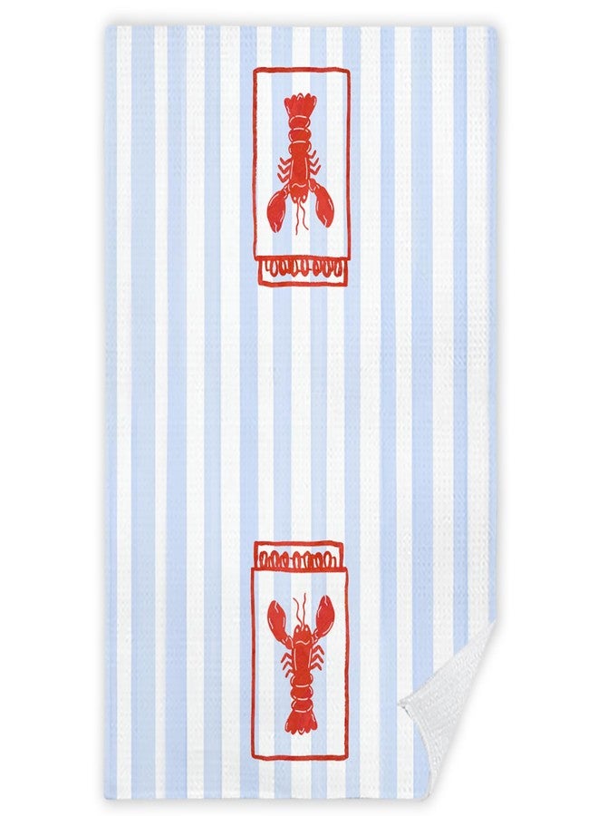 JINYO Maine Lobster Kitchen Towels, East Coast Beach Dish Towels Tea Towel, Preppy Coastal Decor, New England Style Hand Towels for Bathroom, Crawfish Decorations, 16x24 Inch - Image 1