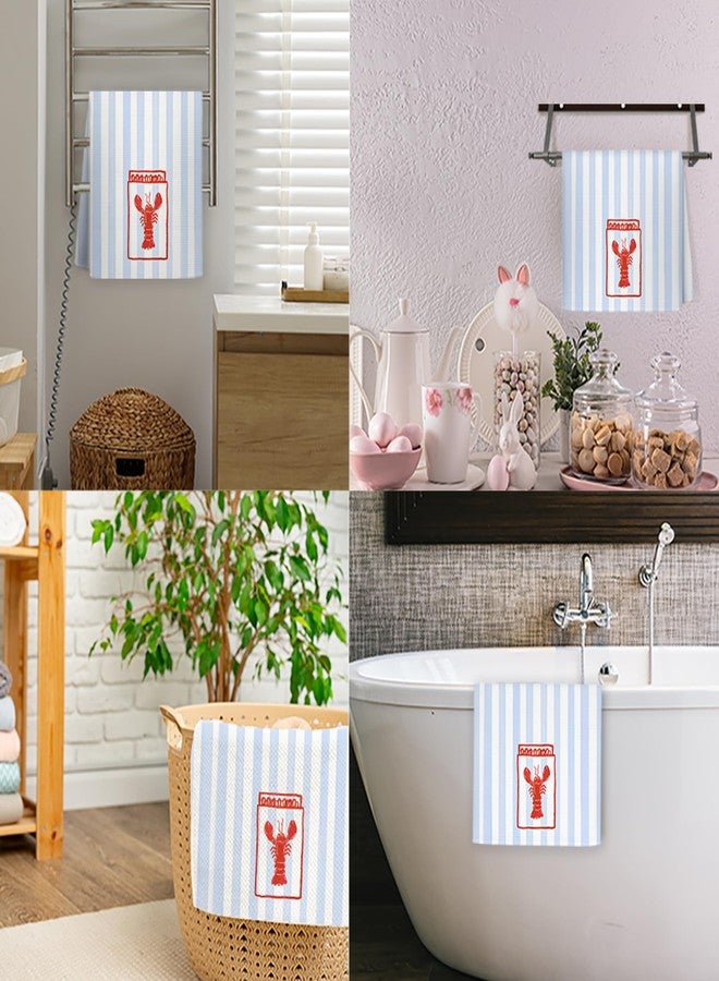 JINYO Maine Lobster Kitchen Towels, East Coast Beach Dish Towels Tea Towel, Preppy Coastal Decor, New England Style Hand Towels for Bathroom, Crawfish Decorations, 16x24 Inch - Image 3