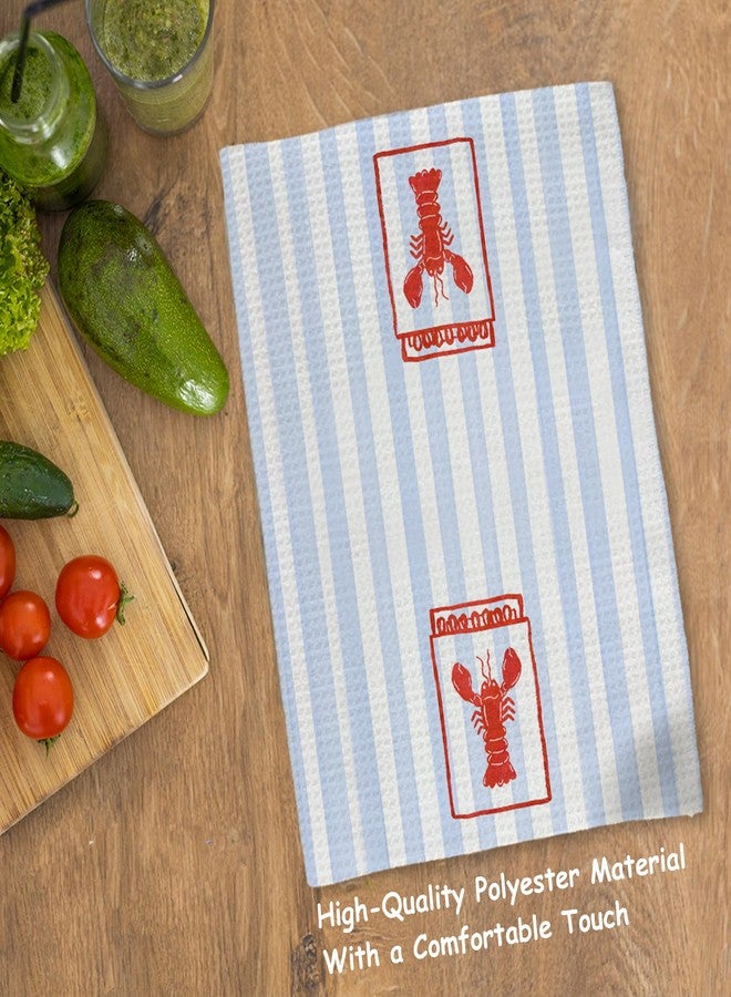 JINYO Maine Lobster Kitchen Towels, East Coast Beach Dish Towels Tea Towel, Preppy Coastal Decor, New England Style Hand Towels for Bathroom, Crawfish Decorations, 16x24 Inch - Image 4