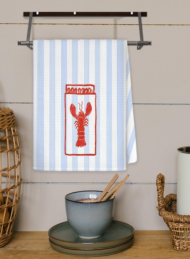 JINYO Maine Lobster Kitchen Towels, East Coast Beach Dish Towels Tea Towel, Preppy Coastal Decor, New England Style Hand Towels for Bathroom, Crawfish Decorations, 16x24 Inch - Image 5