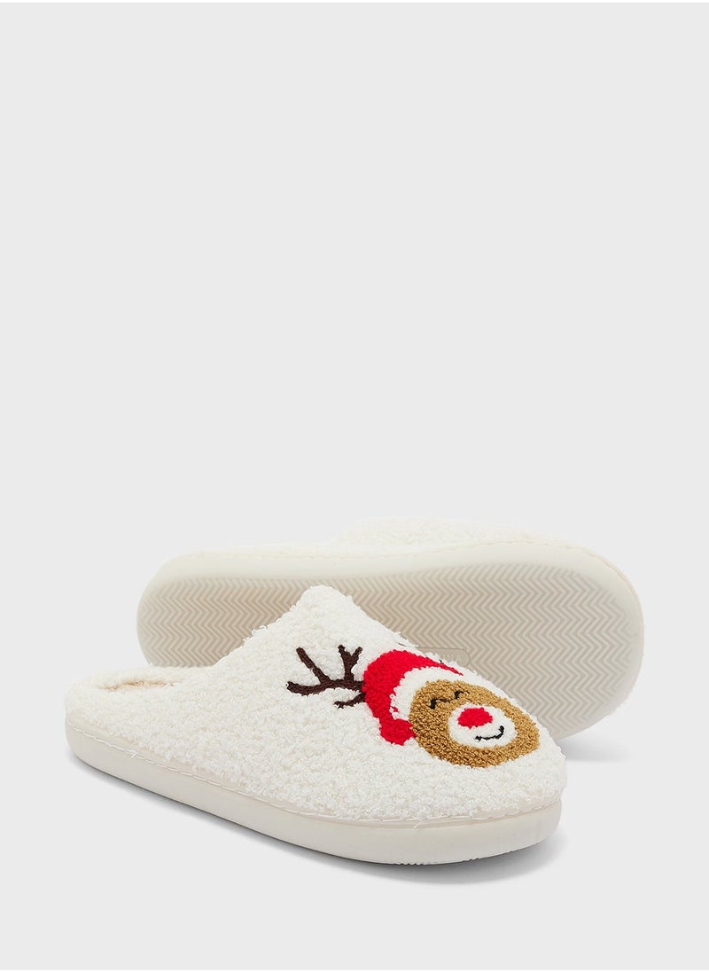 Ginger Christmas Reindeer Plush Slippers - Image 4