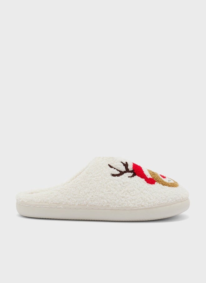 Ginger Christmas Reindeer Plush Slippers - Image 1