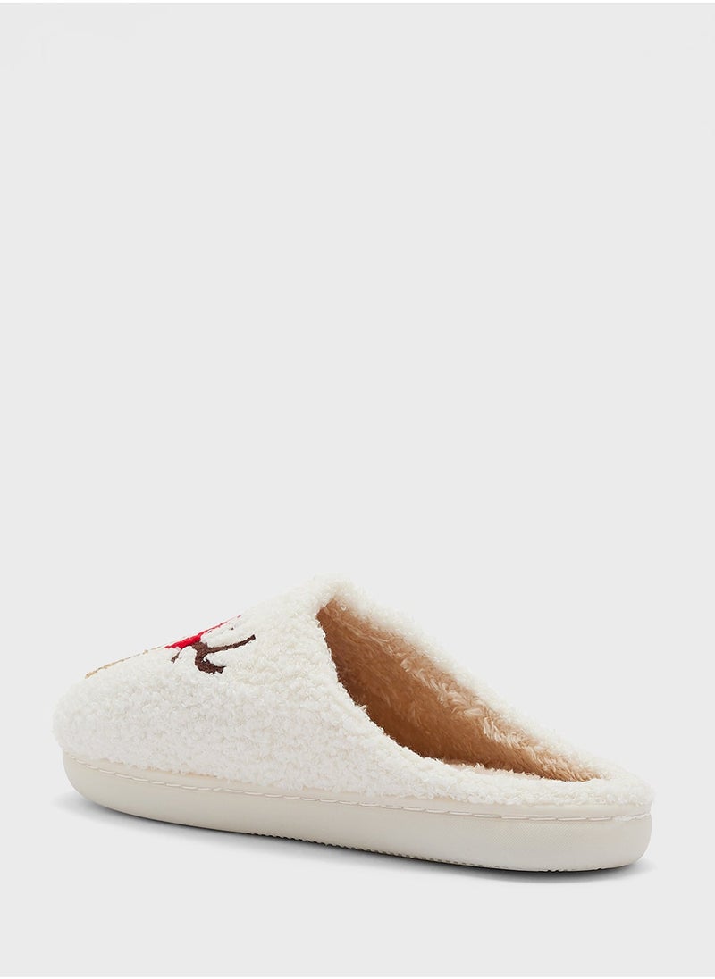 Ginger Christmas Reindeer Plush Slippers - Image 3