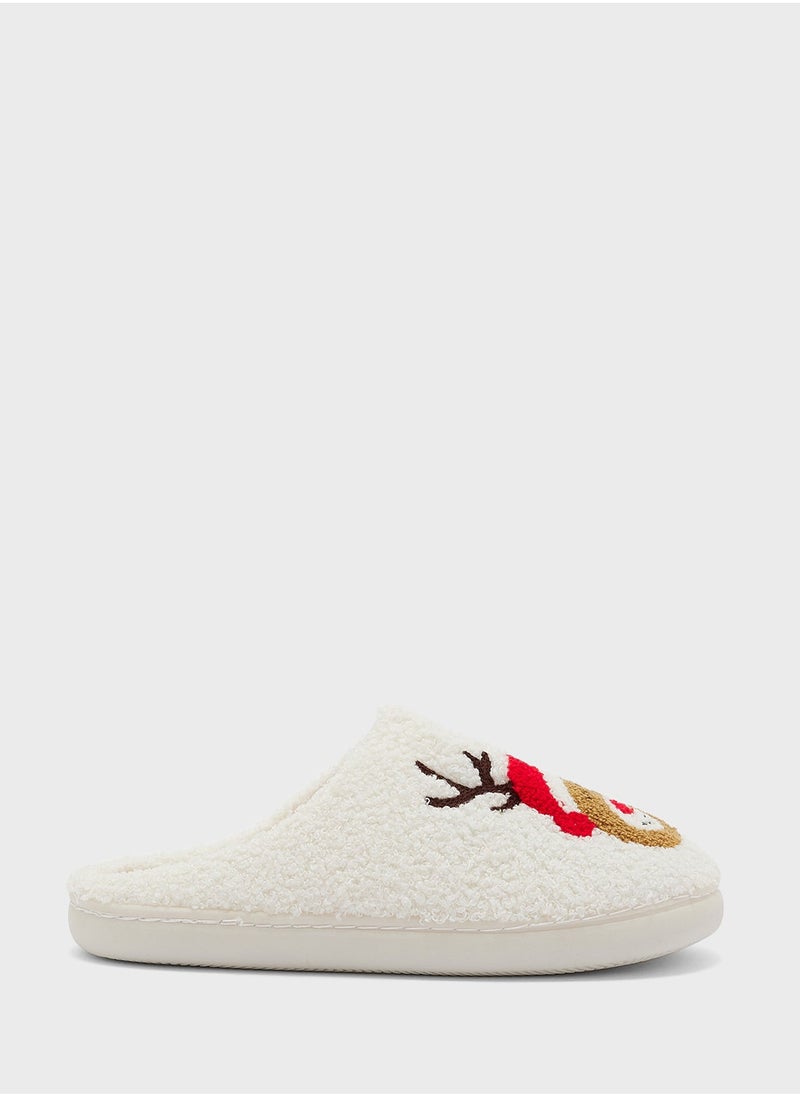 Ginger Christmas Reindeer Plush Slippers - Image 2