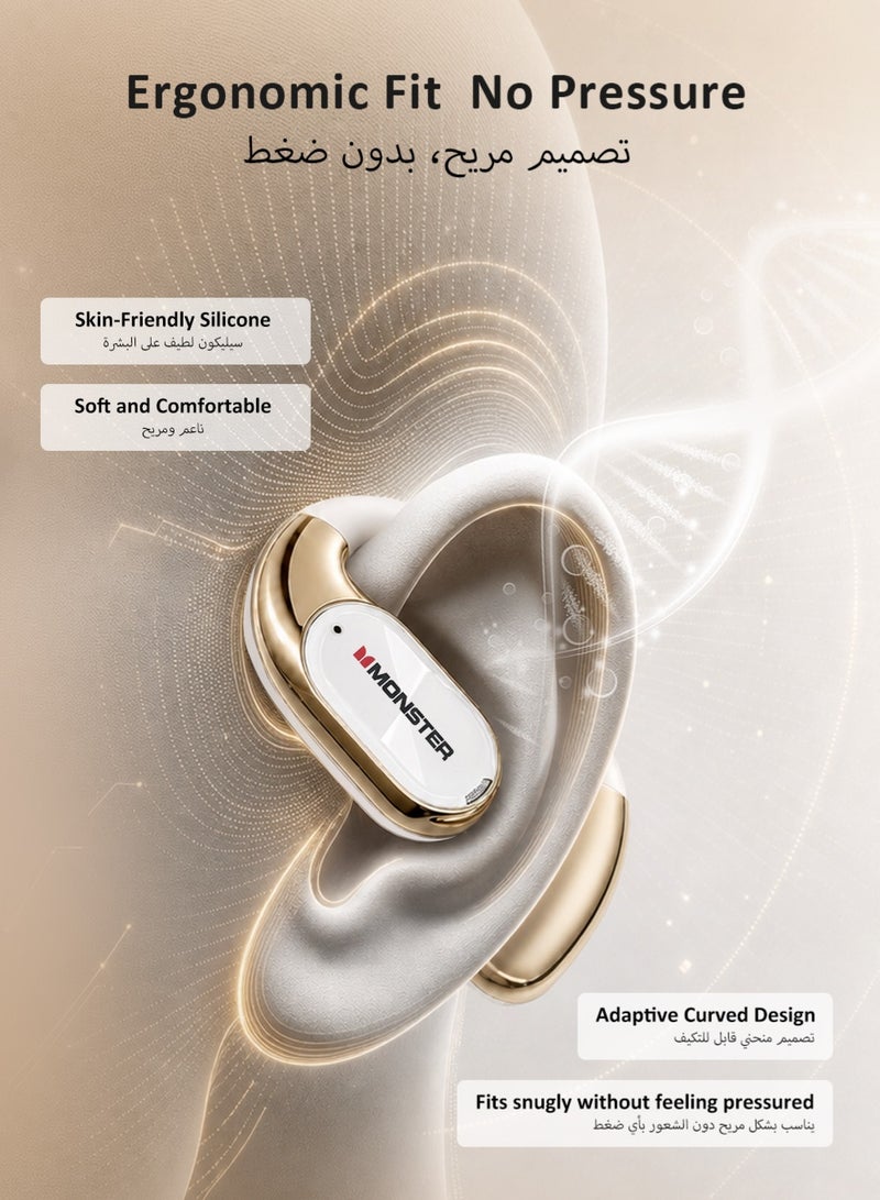 Monster Open Ear Headphones Over Ear Earbuds with Ergonomic Ear hook Bluetooth 6.0 Earphones 20H Playtime IPX5 Waterproof Touch Control Operate for Traveling Sports Work - Image 3