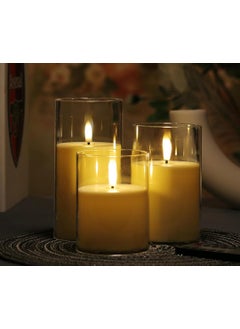 VRB Dec VRB Dec 3pcs Pillar Candles Acrylic Flameless Smokeless Decorative Candles Led Tea Light Candle Perfect for Gifting HomeDiwali ChristmasDecorative CandlesBirthday Model 2 