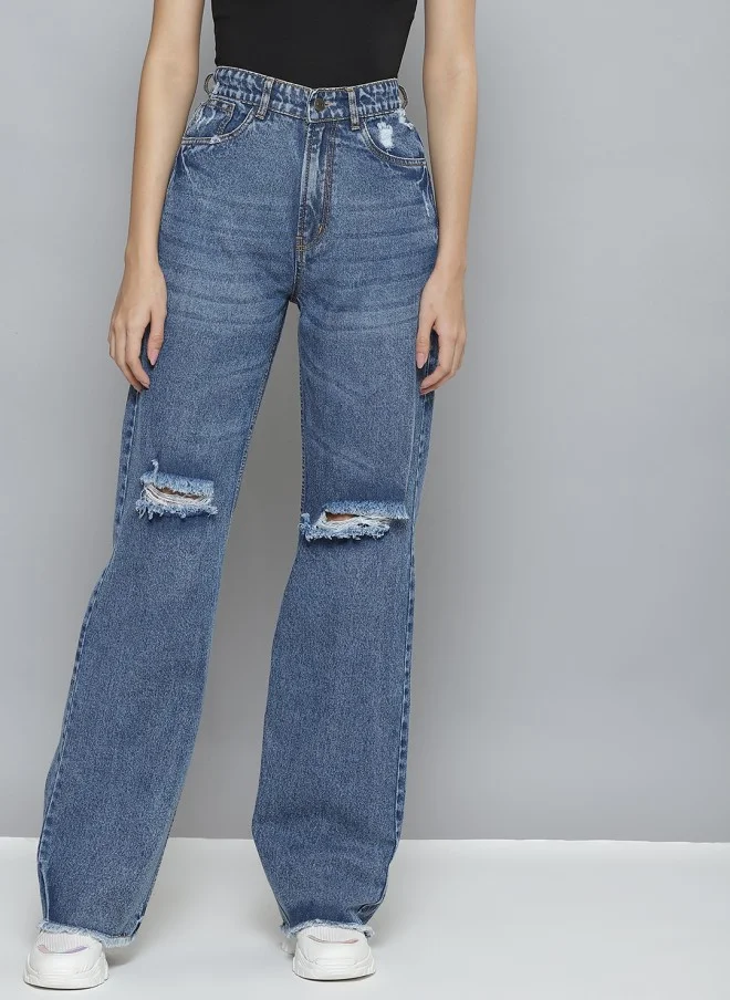ساسافراس Comfort Wide Leg High-Rise Mildly Distressed Jeans for Women