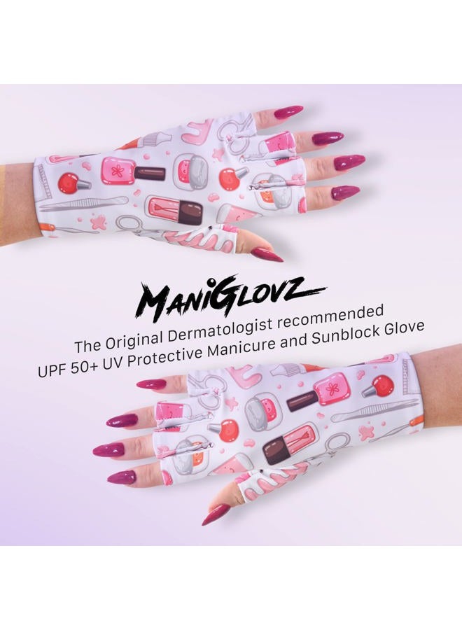 ManiGlovz UPF 50+ UV Light Protective Nail Gloves | Gel Manicure Gloves and Anti UV Fingerless Gloves for Women | Can be Used as Sun Protection Gloves for Driving | Sugar and Spice - Image 2