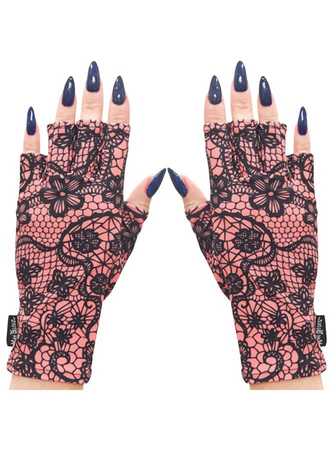 ManiGlovz UPF 50+ UV Light Protective Nail Gloves | Gel Manicure Gloves and Anti UV Fingerless Gloves for Women | Can be Used as Sun Protection Gloves for Driving | Sugar and Spice - Image 1