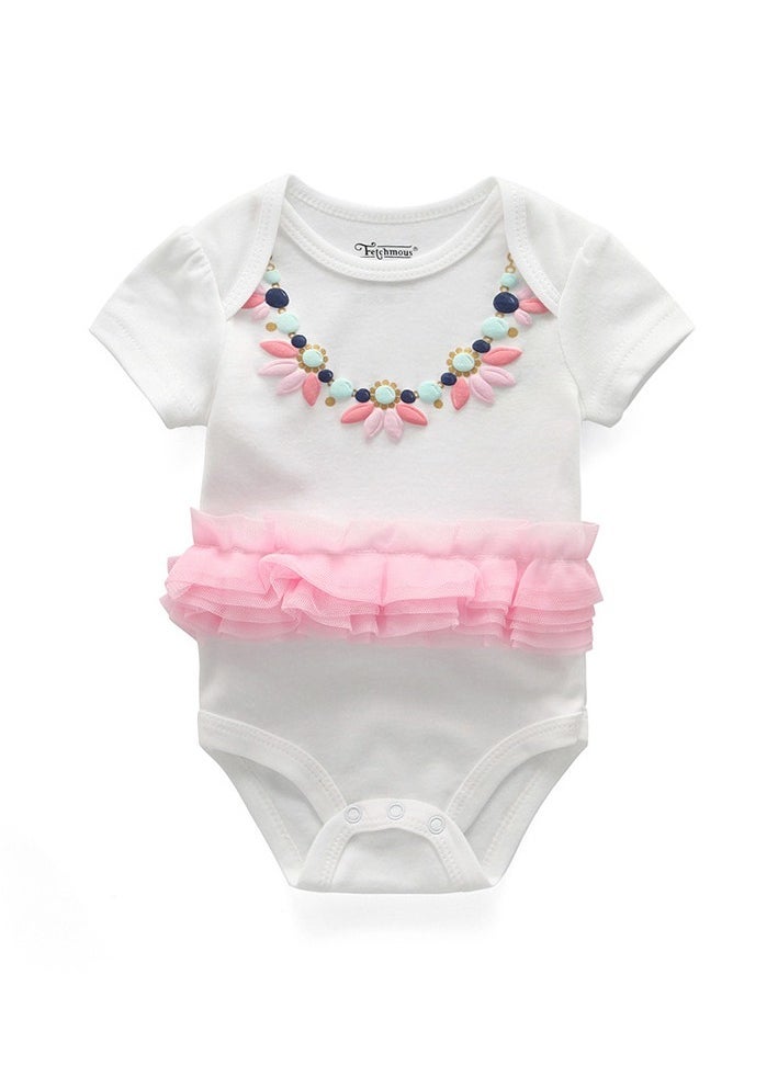 3-piece set of pure cotton jumpsuits for infants and young children, short-sleeved crawling clothes - Image 2