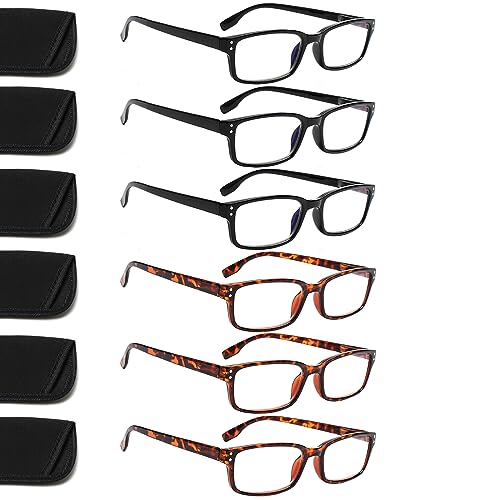 Kerecsen 6-Pack Reading Glasses Blue Light Blocking,Spring Hinge Readers for Men Women,Computer Eyeglasses (3BLACK 3Tortoise, 1.75, multiplier_x) - Image 1
