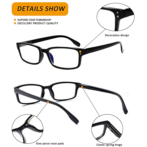 Kerecsen 6-Pack Reading Glasses Blue Light Blocking,Spring Hinge Readers for Men Women,Computer Eyeglasses (3BLACK 3Tortoise, 1.75, multiplier_x) - Image 3