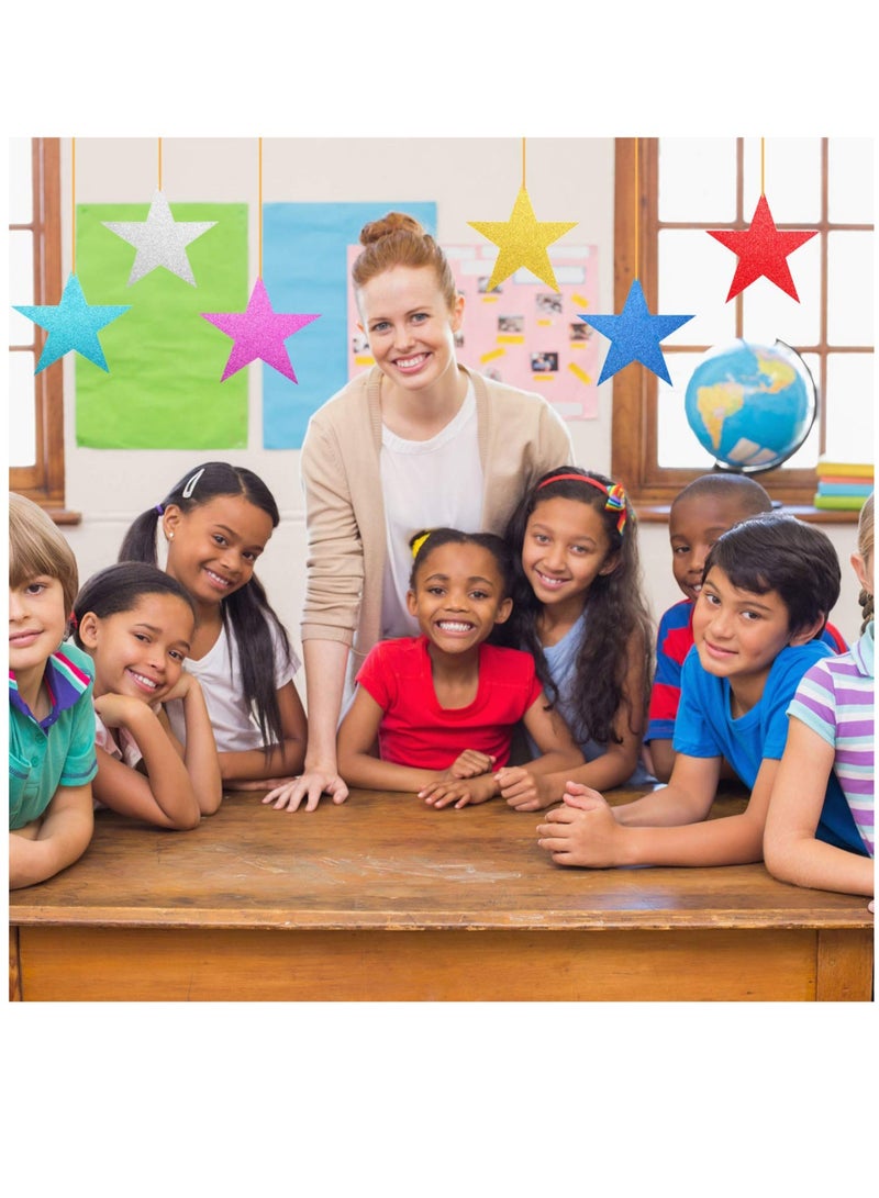 SOLARAE 80 قطعة من قصاصات النجوم اللامعة ورق نجوم كونفيتي لزينة لوحة الإعلانات في الفصل وحائط الحفلات، ألوان غنية، بطول 6 بوصات - Image 2