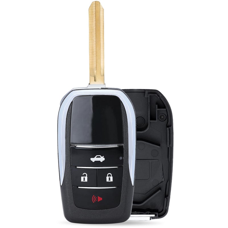 Keymall Modified Upgraded Flip Key Shell Case Replacement for Toyota RAV4 Camry for Scion TOY43,JUST A Key CASE (Upgraded 4 Buttons)