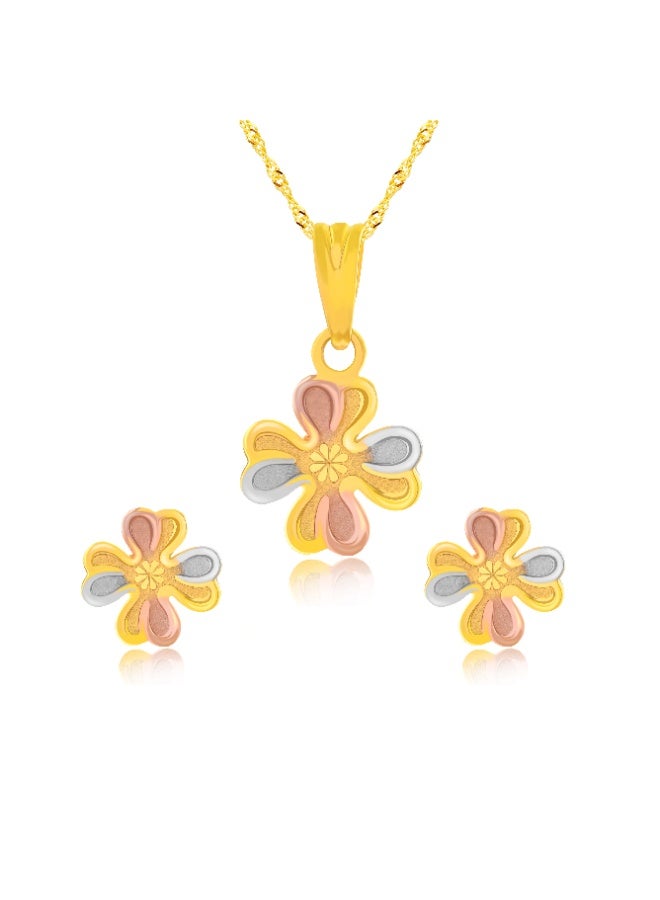BAFLEH JEWELLERY Timeless Tricolor Elegance 22K Gold Pendant Set in Rose, White & Yellow Gold  - Image 1