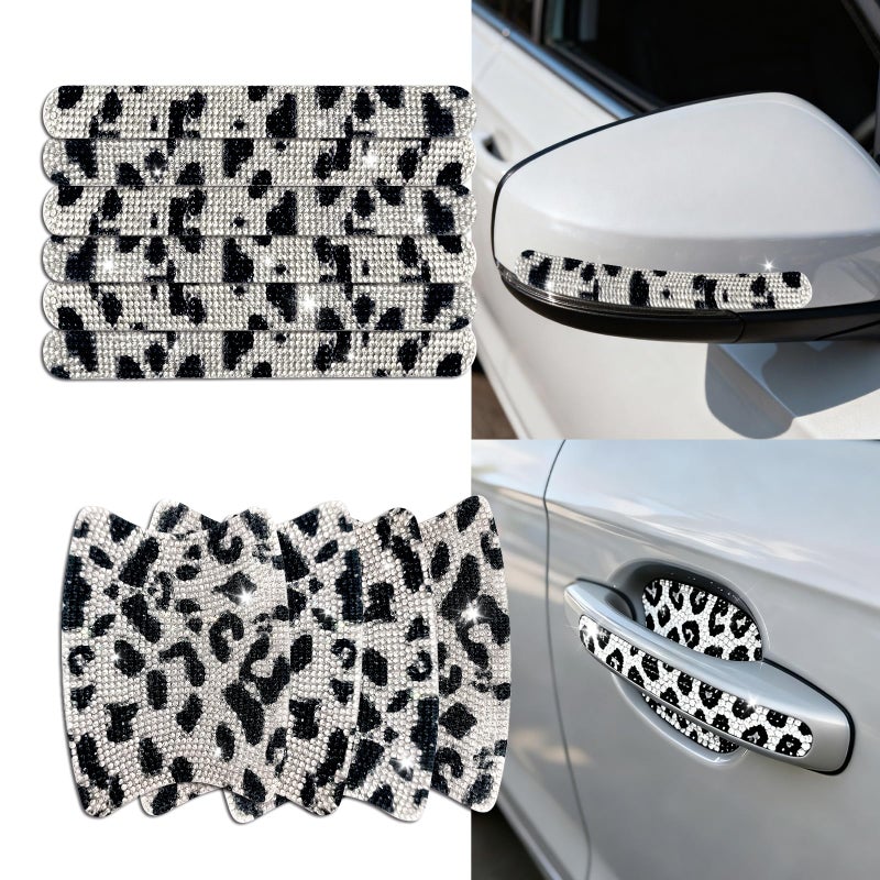 I3DIDEA 10PCS Bling Car Door Handle Protectors 4 Door Bowl Stickers 6 Handle Strips Crystal Rhinestone AntiScratch Car Accessories Sparkling Auto Decor Universal for SUV Sedan Truck Cows - Image 3