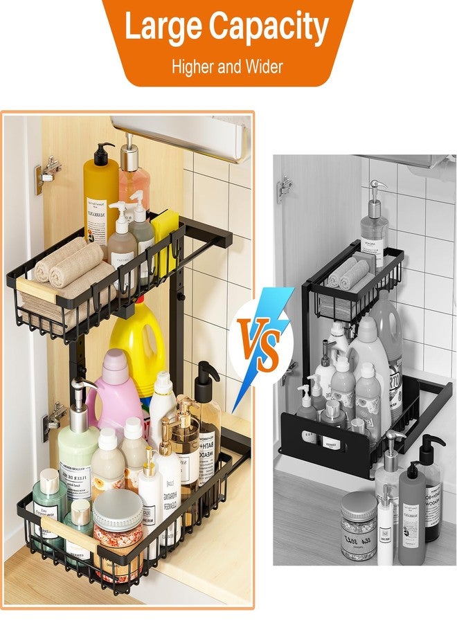 REALINN Under Sink Organizer, 2 Pack Height Adjustable Under Sink Organizers and Storage, 2 Tier Pull Out Drawer Cabinet Storage for Kitchen Bathroom - Image 4