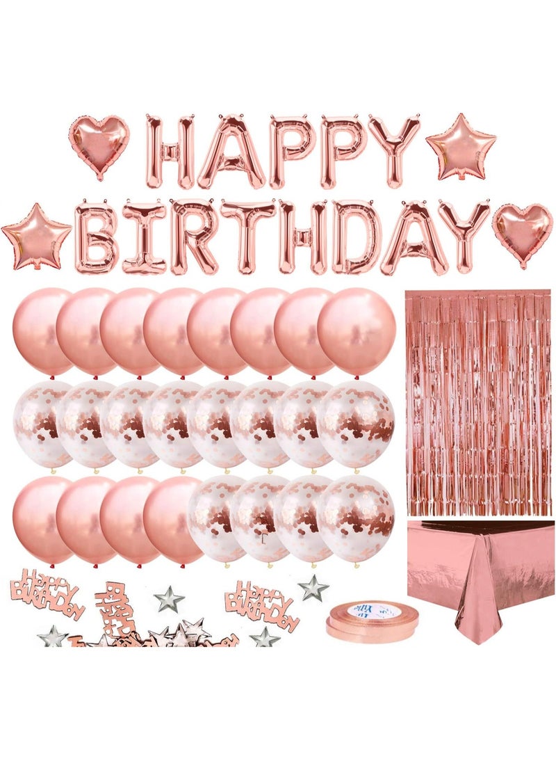 Little gorilla Rose Gold Birthday Party Decoration Balloon Arch Garland Set with Happy Birthday Balloon Banner, Foil Balloon, Fringe Curtain, Tablecloth and Ribbon - Image 1