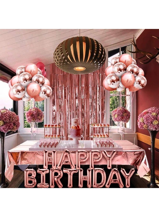 Little gorilla Rose Gold Birthday Party Decoration Balloon Arch Garland Set with Happy Birthday Balloon Banner, Foil Balloon, Fringe Curtain, Tablecloth and Ribbon - Image 4