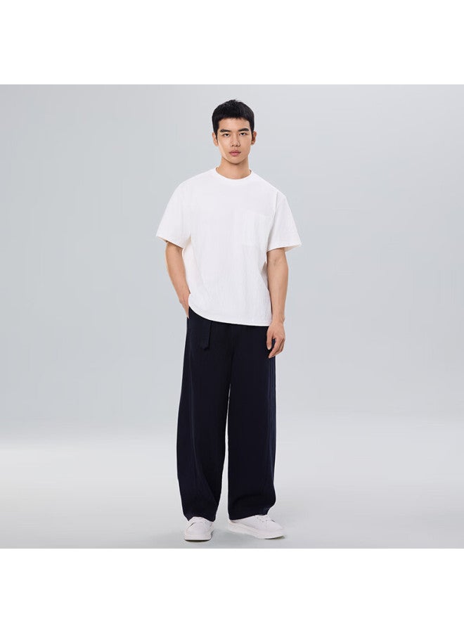 Markless Textured Breathable T-Shirt For Men, Summer New Round Neck Men'S Short Sleeve Loose Top, 5648 Pearl White, L - Image 4