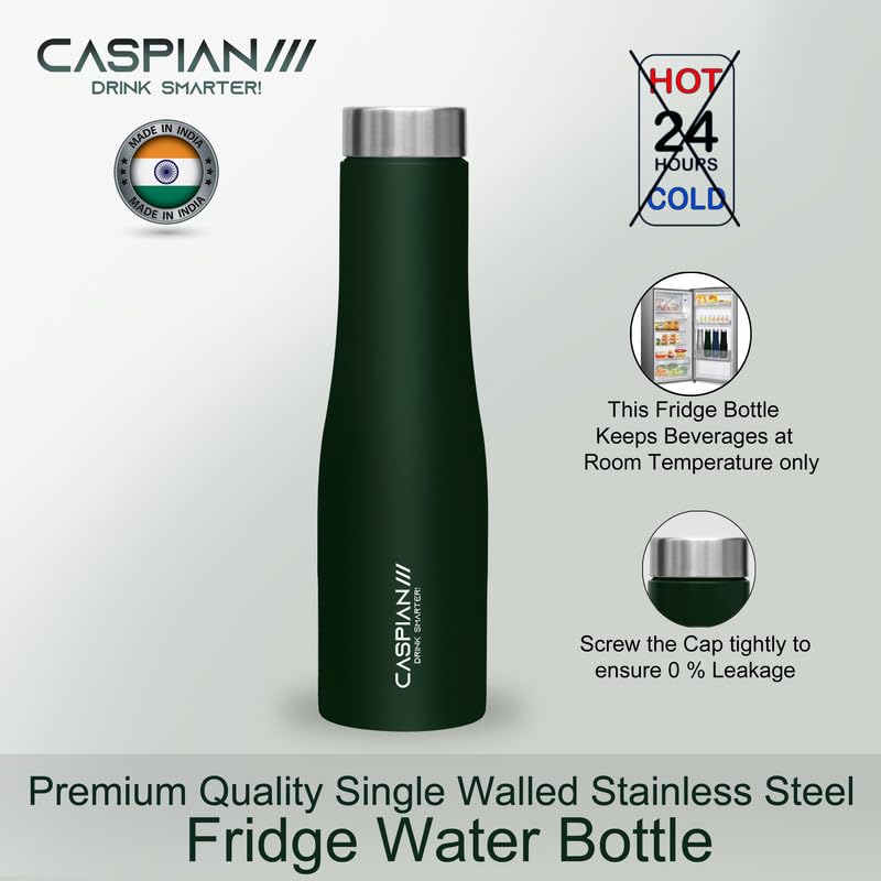 CASPIAN /// Aqua Stainless Steel Water Bottle (Green, 1 Litre)| Leak Proof Thunder for Fridge Home Office Travel School Kids Boys Girls Adults Sports Gym Yoga - Image 5