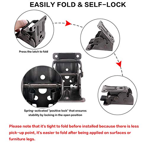 TopDirect 4 Pack Locking Hinge for Folding Table Brackets, Heavy Duty Folding Brackets 90 Degree Self Locking Folding Hinge for Table Legs Furniture - Image 5